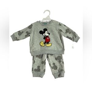 Disney Gray Mickey Mouse Set 0/3 months and A pillow sheet new